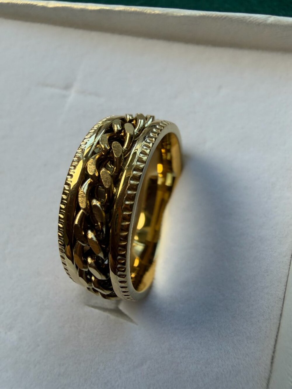 MEN's Stainless Steel Cuban Link Spinner Ring Sizes 9-11